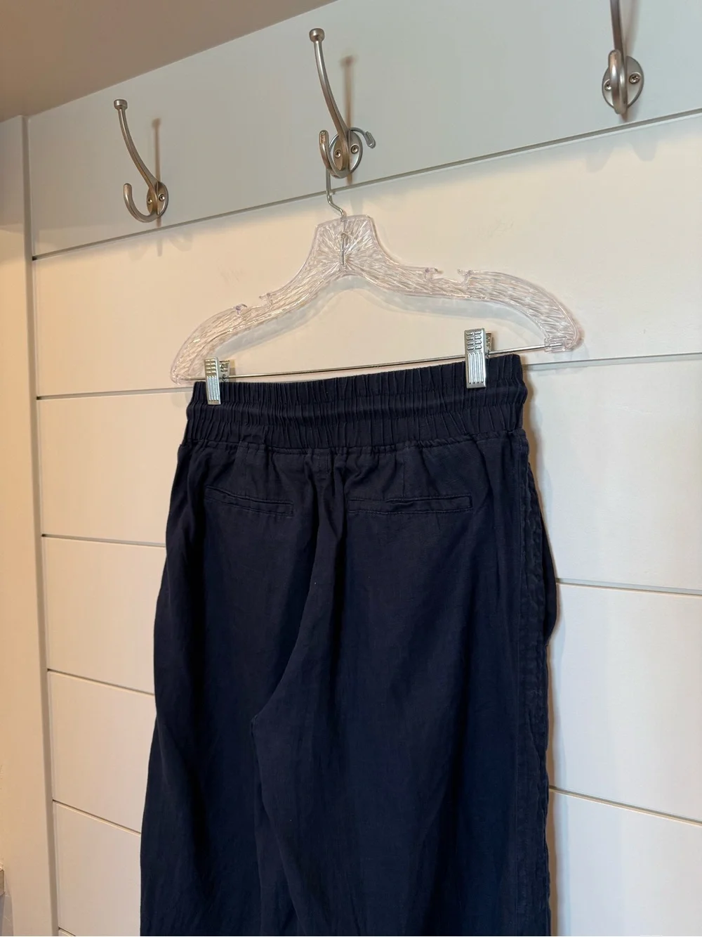 Quince Navy Blue 100% European Linen Wide Leg Drawstring Pants Womens Small